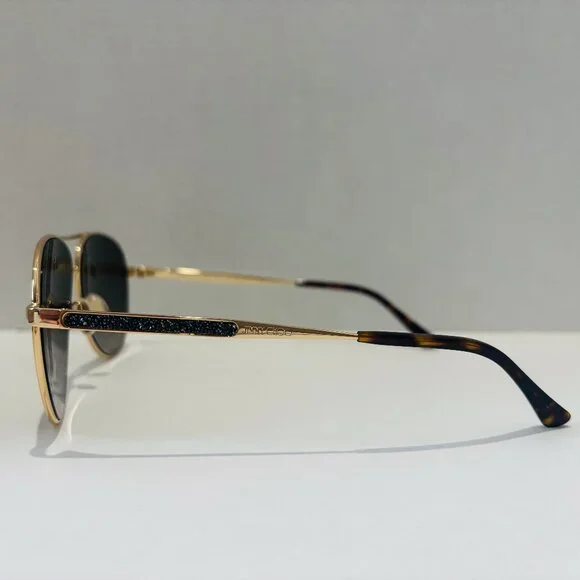 Authentic JIMMY CHOO Gold/Havana Aviator Sunglasses - New with Packaging - Picture 3 of 6